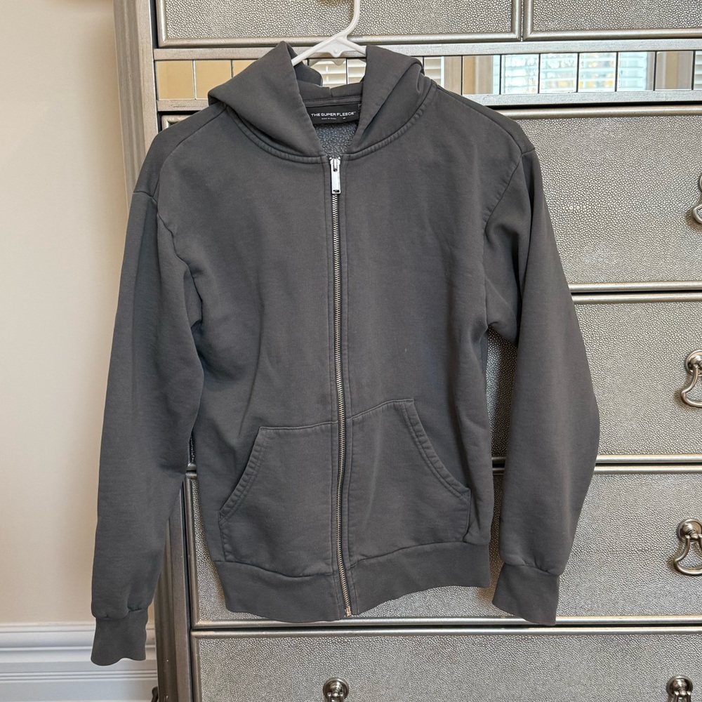 Aritzia The Super Fleece Gray Zip-Up Hoodie